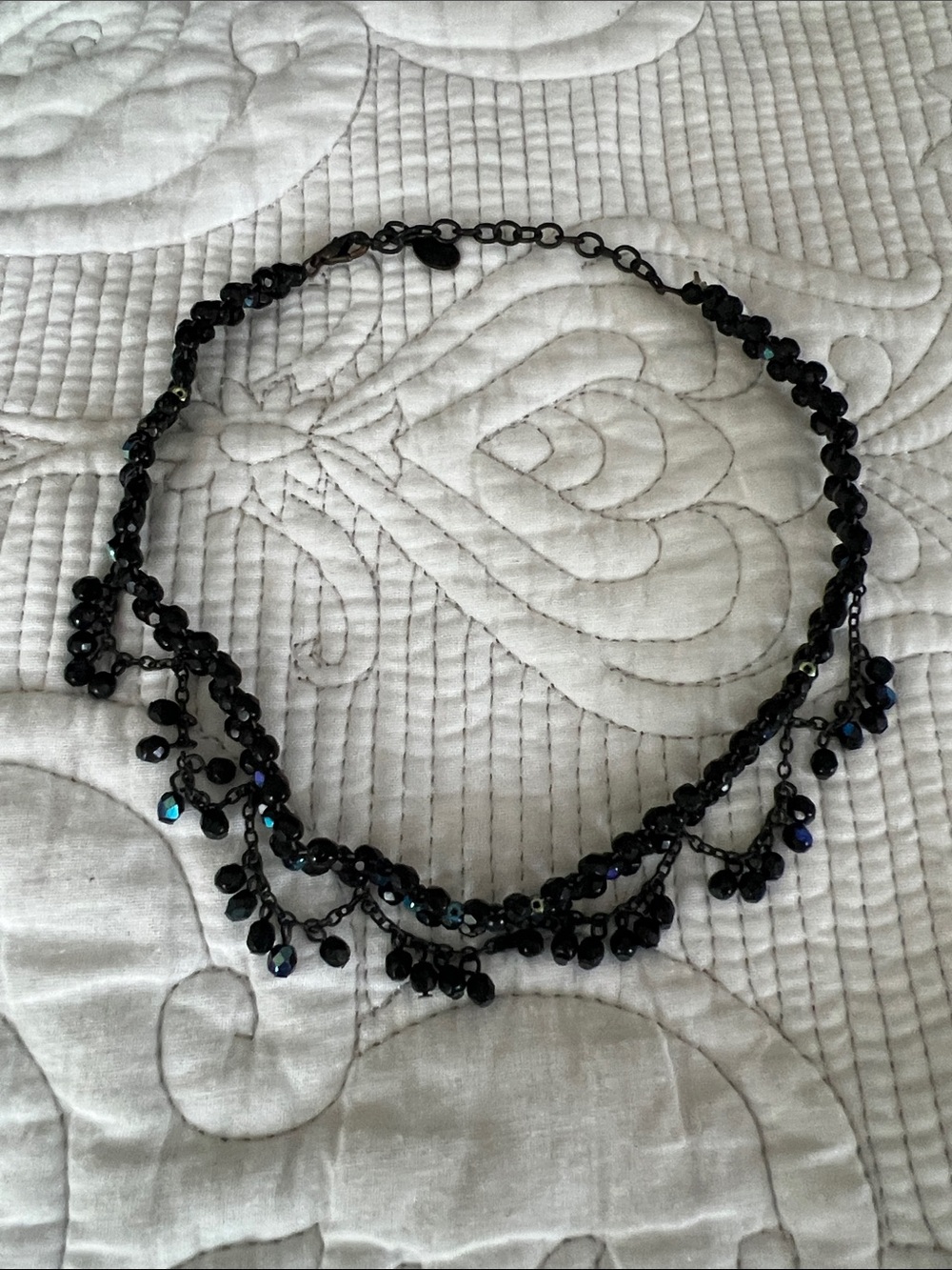The Limited Black Beaded Multi-Strand Dangle choker Necklace